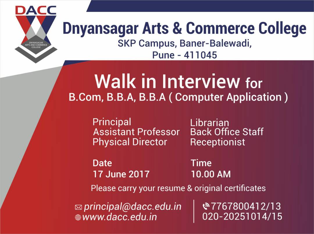walk in interview for DACC
